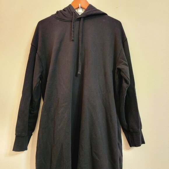 COS Hooded Sweatshirt Dress Black 100% Cotton Pocket Long Slv Women S Sporty - Picture 4 of 16